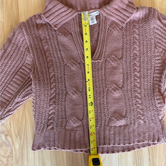Sincerely Jules Sweater Rose/Mauve Long Sleeve Pullover Cropped V Neck Medium - Picture 8 of 9